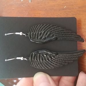 Large black wing earrings